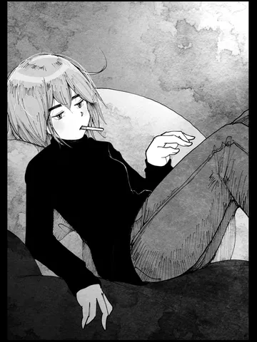 「手を見ている。」