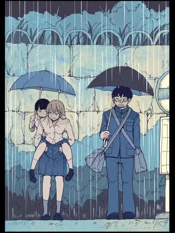 「カバンを持って雨が降る。」