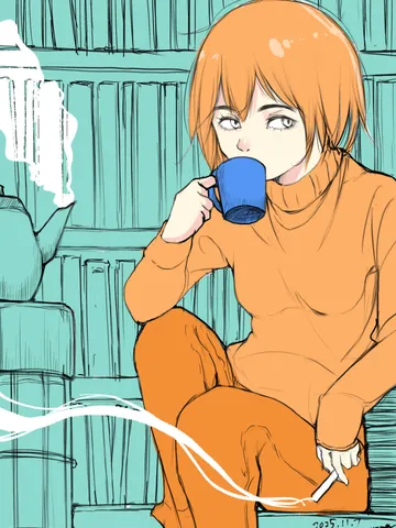 「本、ストーブ、タバコ、珈琲、と先輩。」