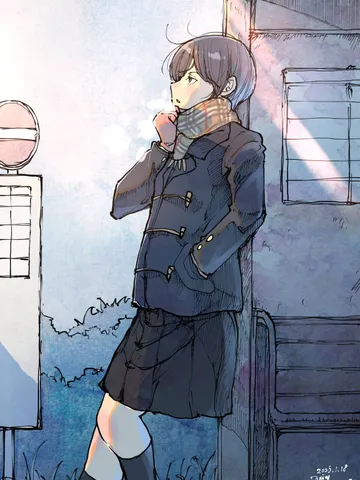 「冬と朝とバス停。」