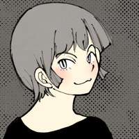 笑顔の灰色髪のアニメキャラ