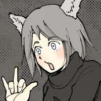 猫耳のキャラクターの驚き顔