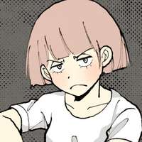 ショートヘアの不機嫌な少女のイラスト。