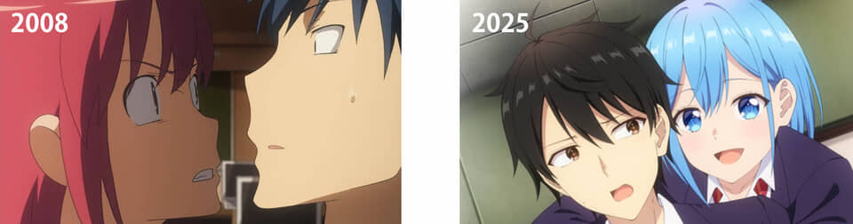 アニメのキャラクター比較画像。