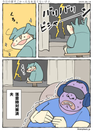 雷を見て喜ぶ人と夫の対策