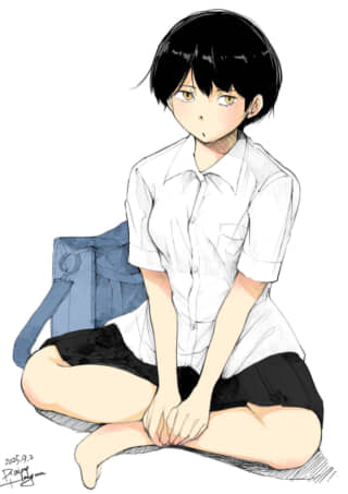 黒髪の制服の少女が座る。