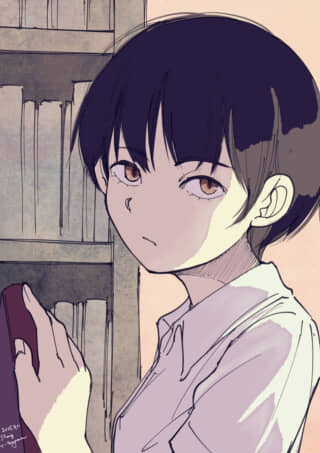 本を持つ短髪のキャラクター。
