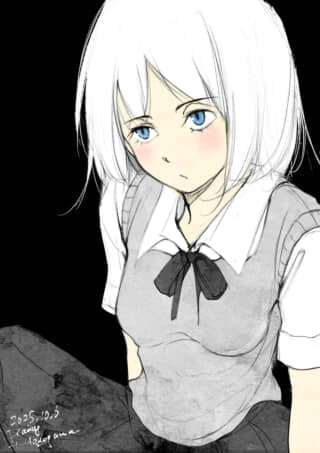 白髪の少女のイラスト
