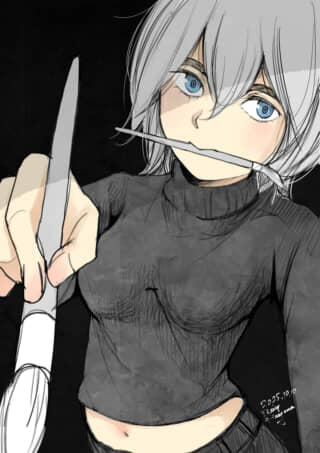 ペンを口にくわえる人物イラスト