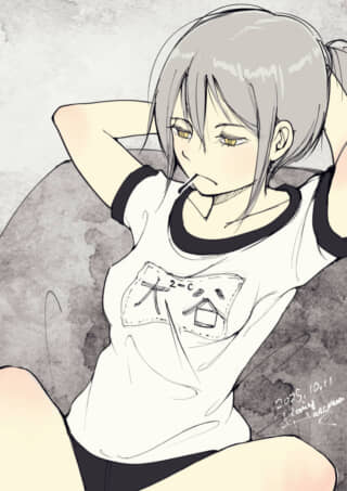 女の子が飴を舐めているイラスト