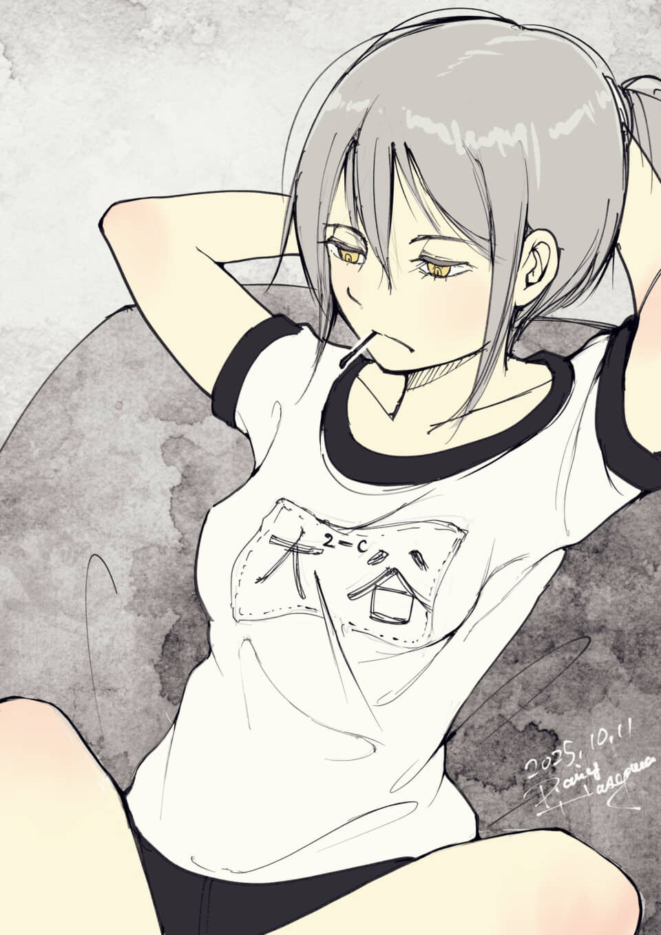 女の子が飴を舐めているイラスト
