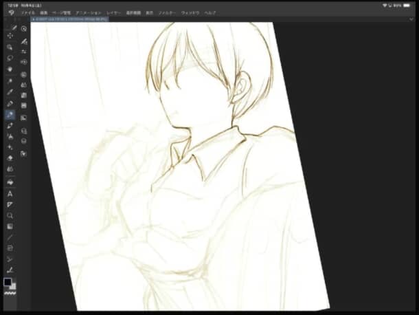 デジタル絵画の下描き作業中。