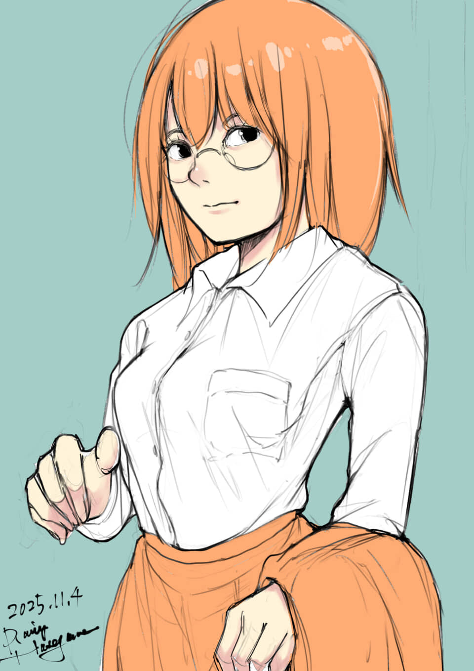 眼鏡をかけた女性のイラスト。