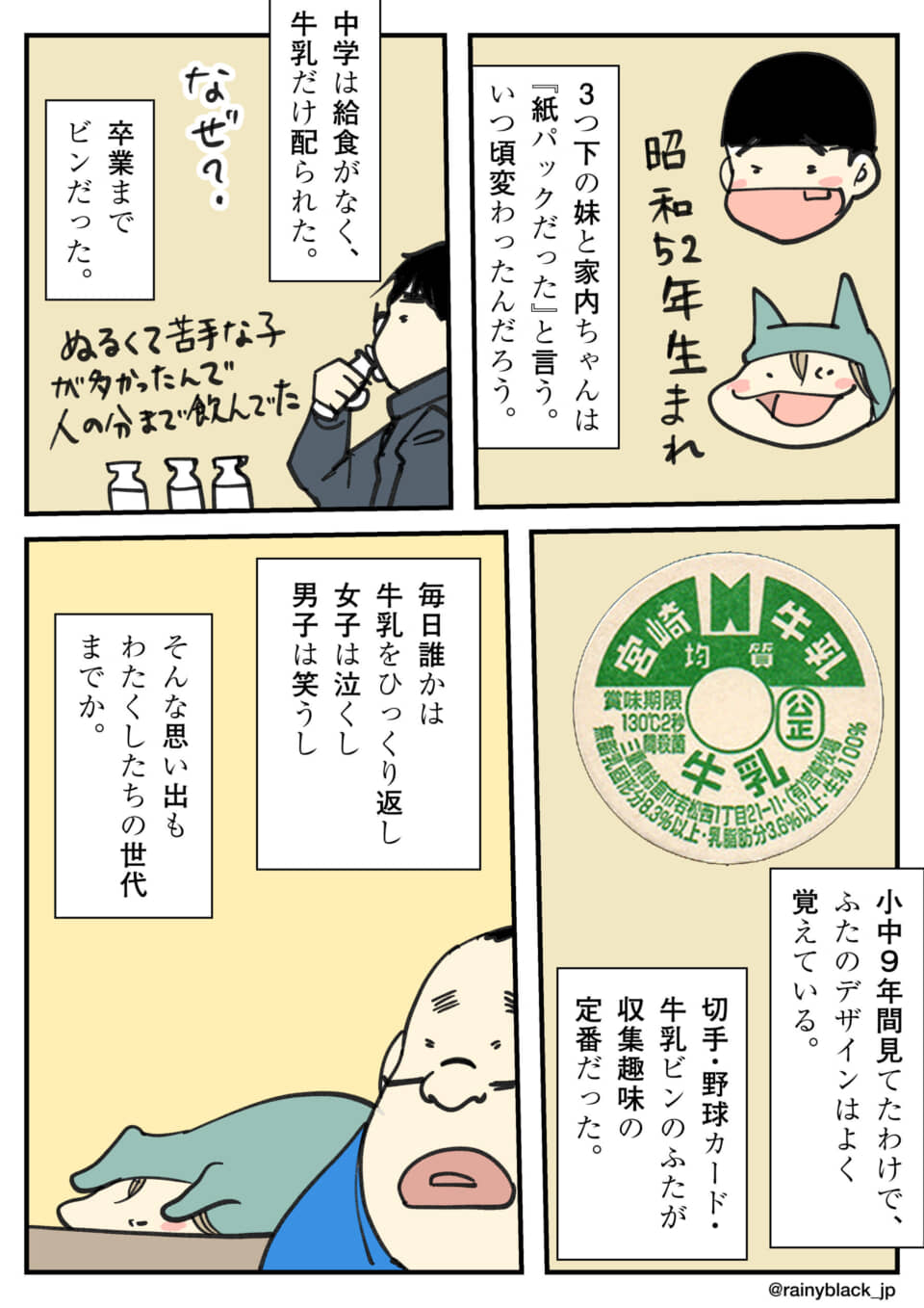 昭和52年生まれの牛乳の思い出漫画。