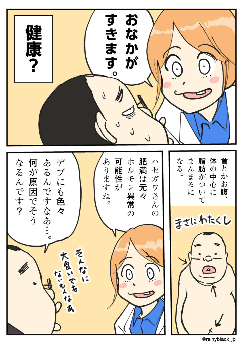 健康診断での肥満と指摘。