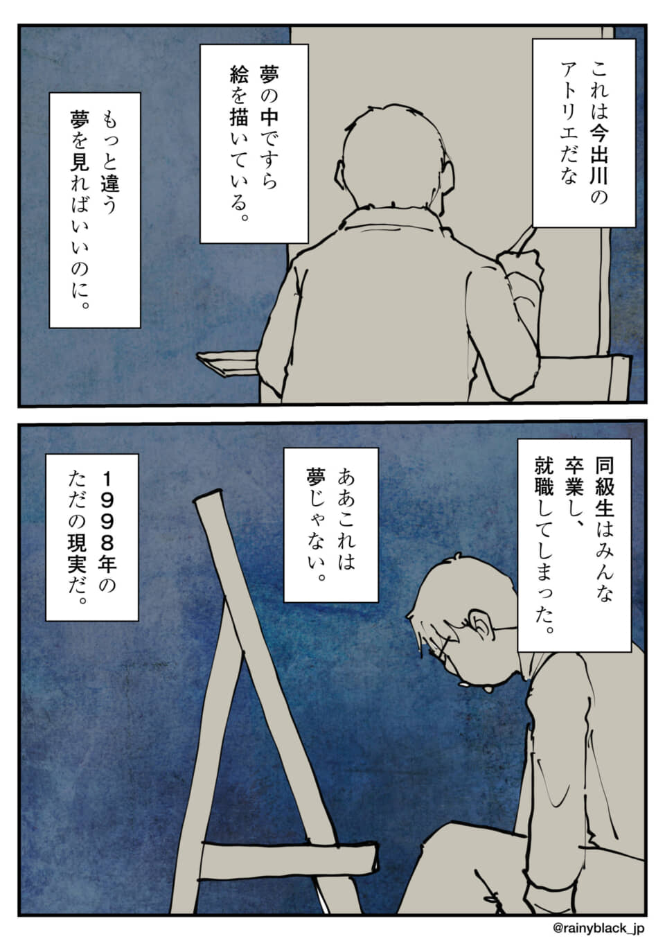 アトリエで絵を描く様子