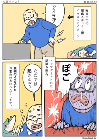 ぎっくり腰イラストの進化。
