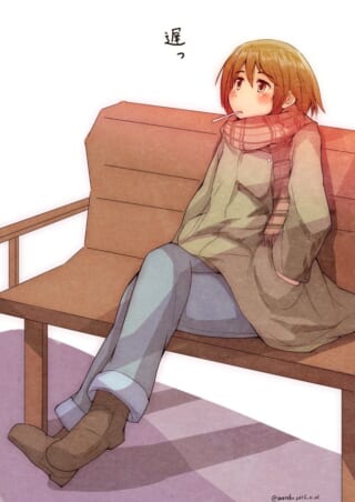 ベンチで待つ女の子