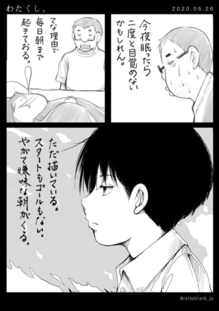 うつ病の青年の日常描写。