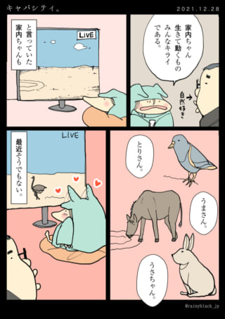 動物のライブ配信を見る家内ちゃん